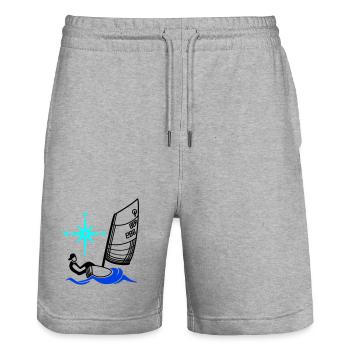 Régate pour enfants de voiliers Optimist Opti - Short de jogging bio TRAINER Stanley/Stella unisexe - gris chiné - Devant - Nik (191cm) & Marisol (170cm)