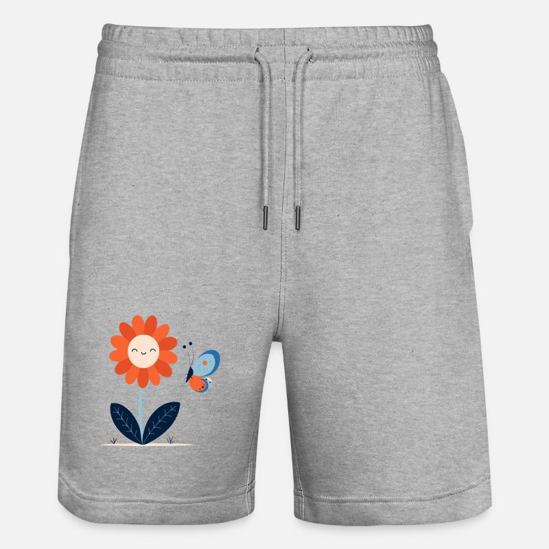 Fleur Rieuse avec Papillon - Short de jogging bio TRAINER Stanley/Stella unisexe - gris chiné