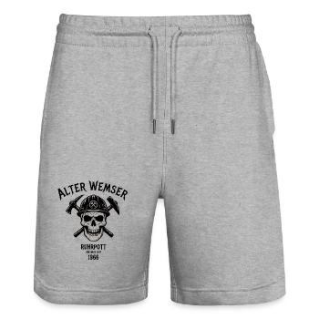 1966 Geburtstag Geschenk für echte Ruhrpott Typen - Stanley/Stella Unisex Bio Joggingshorts Trainer  - Grau meliert - Vorne - Nik (191cm) & Marisol (170cm)