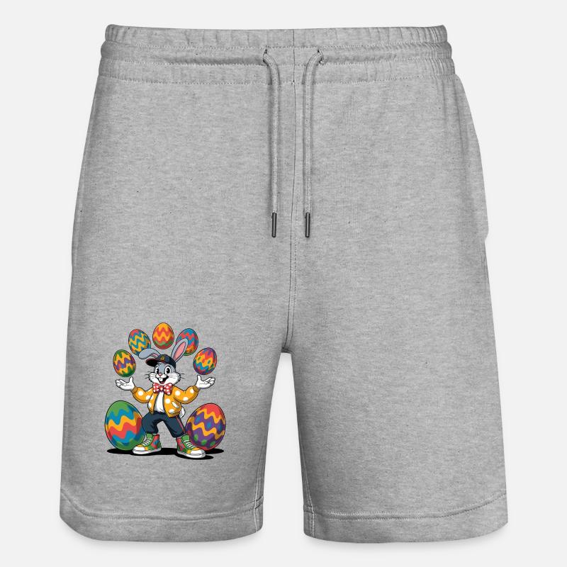 Bunter Osterhase mit farbigen Eiern - Stanley/Stella Unisex Bio Joggingshorts Trainer  - Grau meliert