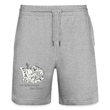 Je maîtrise le chaos - Short de jogging bio TRAINER Stanley/Stella unisexe - gris chiné - Devant - Nik (191cm) & Marisol (170cm)