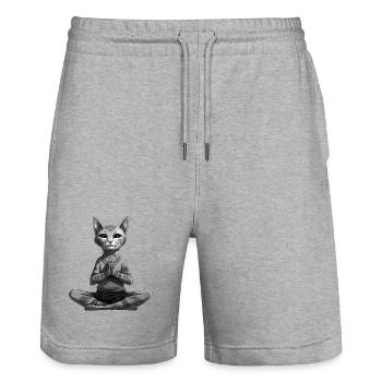 Yoga pour chat - Short de jogging bio TRAINER Stanley/Stella unisexe - gris chiné - Devant - Nik (191cm) & Marisol (170cm)