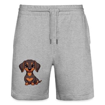 Dachshund Baby - Stanley/Stella Unisex Bio Joggingshorts Trainer  - Grau meliert - Vorne - Nik (191cm) & Marisol (170cm)