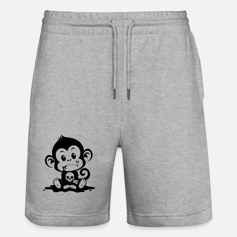 Singe mignon dans un style inquiétant - Short de jogging bio TRAINER Stanley/Stella unisexe - gris chiné