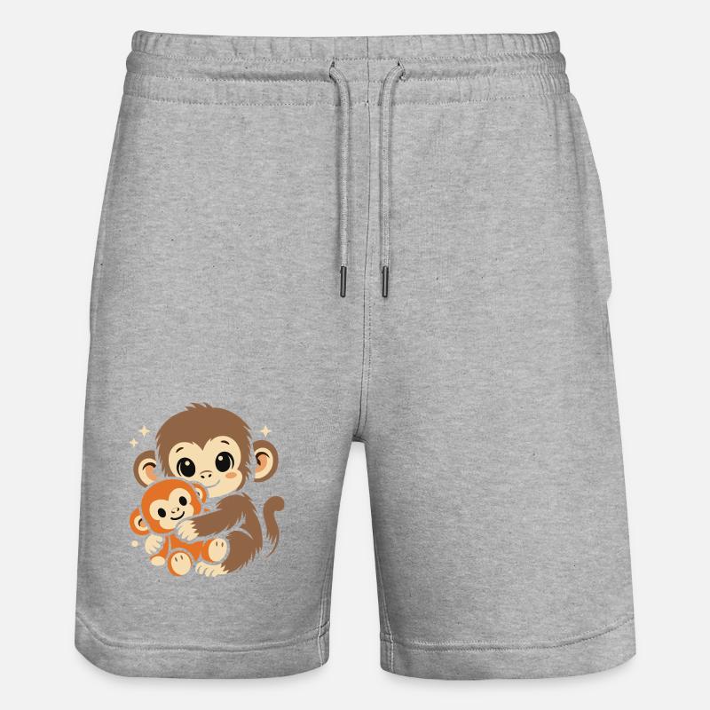 Punch Monkey Affe - Short de jogging bio TRAINER Stanley/Stella unisexe - gris chiné