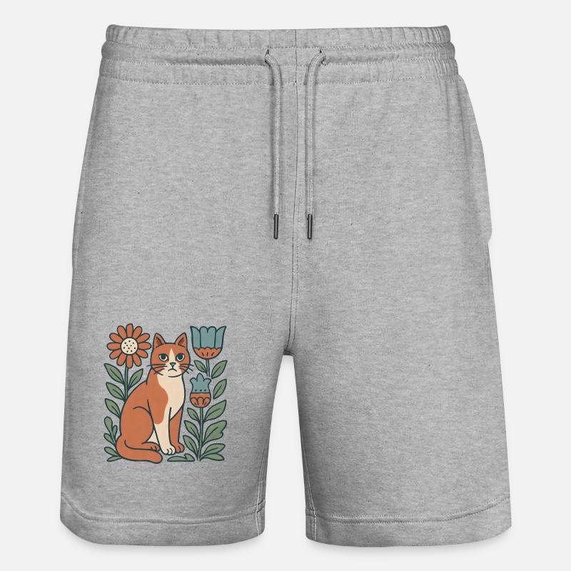 Chat Jardin Fleurs Ami Chat - Short de jogging bio TRAINER Stanley/Stella unisexe - gris chiné