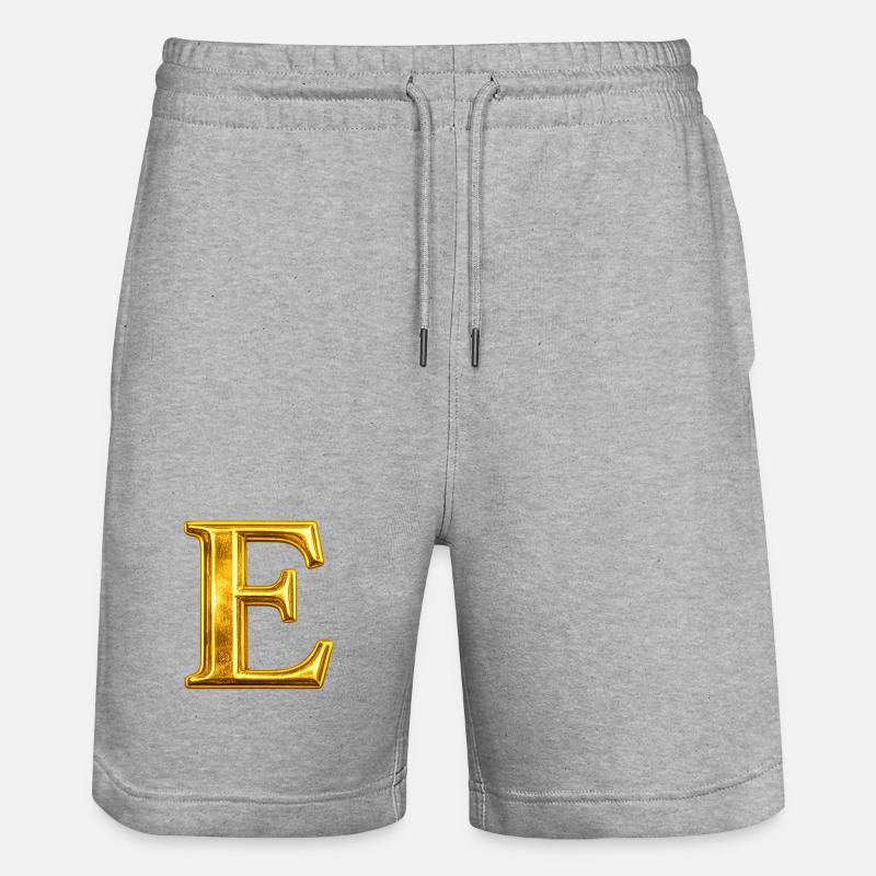 Goldenes E Monogramm-Design - Stanley/Stella Unisex Bio Joggingshorts Trainer  - Grau meliert
