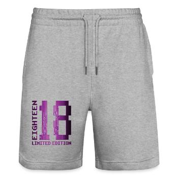 18. Geburtstag Achtzehn Gamer Limited Edition - Stanley/Stella Unisex Bio Joggingshorts Trainer  - Grau meliert - Vorne - Nik (191cm) & Marisol (170cm)