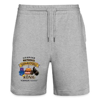 Motoballer Geburtstag Motoballspieler Geb Motorrad - Stanley/Stella Unisex Bio Joggingshorts Trainer  - Grau meliert - Vorne - Nik (191cm) & Marisol (170cm)