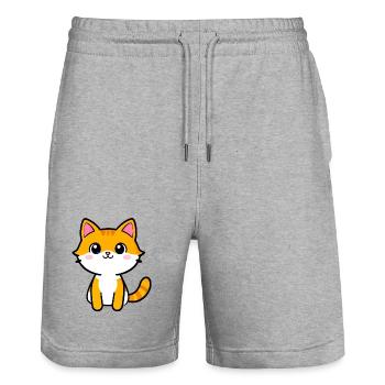 Kawaii Orange Kitten Cartoon - Stanley/Stella Trainer Unisex Organic Jogging Shorts - heather grey - Front - Nik (191cm) & Marisol (170cm)