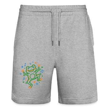 Dancing frog with music - Stanley/Stella Trainer Unisex Organic Jogging Shorts - heather grey - Front - Nik (191cm) & Marisol (170cm)