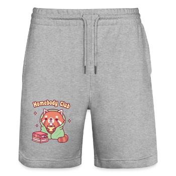 Club des pandas rouges mignons et familiers - Short de jogging bio TRAINER Stanley/Stella unisexe - gris chiné - Devant - Nik (191cm) & Marisol (170cm)