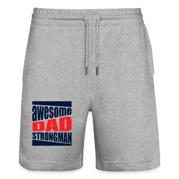Strong Dad Powerful Shirt Puissant - Short de jogging bio TRAINER Stanley/Stella unisexe - gris chiné - Devant - Nik (191cm) & Marisol (170cm)