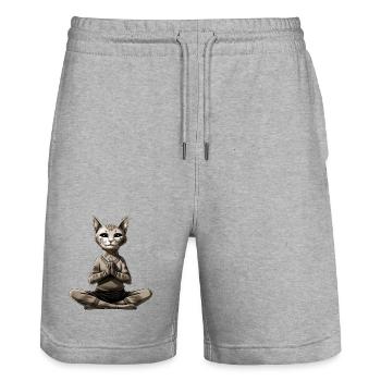 Yoga pour chat - Short de jogging bio TRAINER Stanley/Stella unisexe - gris chiné - Devant - Nik (191cm) & Marisol (170cm)