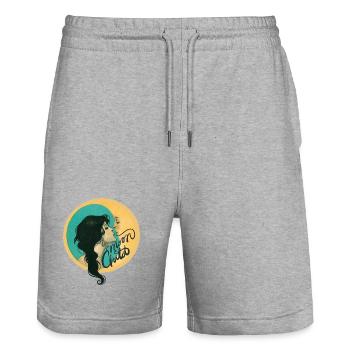 Mondbeschienene Umarmung - Stanley/Stella Unisex Bio Joggingshorts Trainer  - Grau meliert - Vorne - Nik (191cm) & Marisol (170cm)