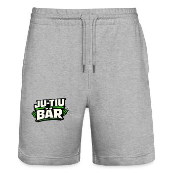Ju-Tiu Bär – Wortspiel für Creator & Social Media - Stanley/Stella Unisex Bio Joggingshorts Trainer  - Grau meliert - Vorne - Nik (191cm) & Marisol (170cm)