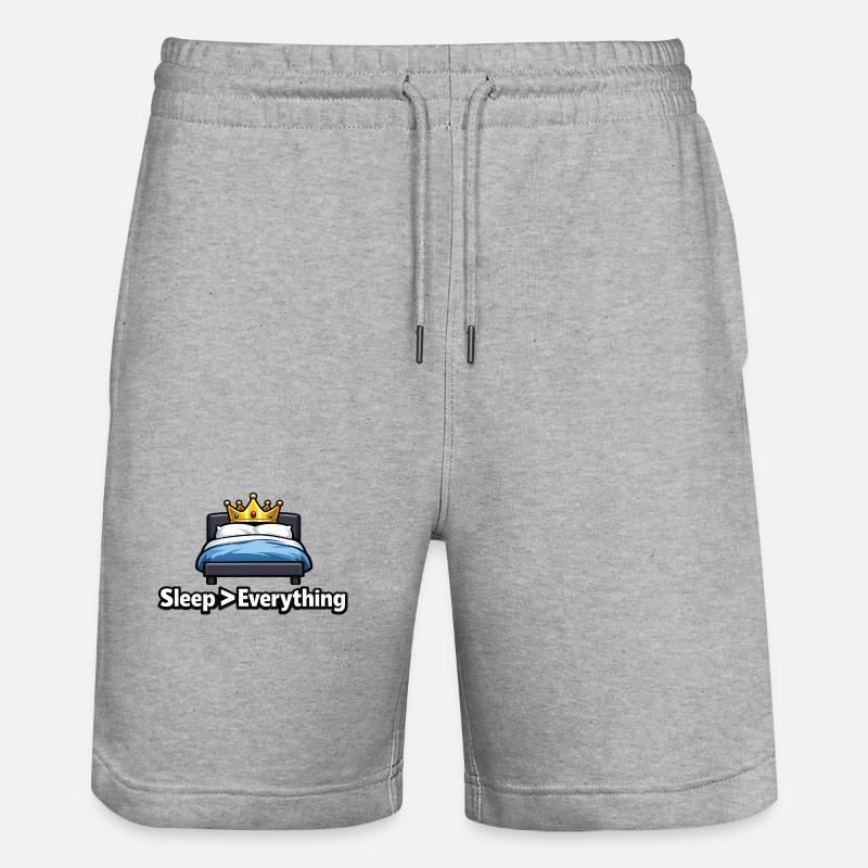 Funny Sleep Lover Crown Bed Design - Short de jogging bio TRAINER Stanley/Stella unisexe - gris chiné