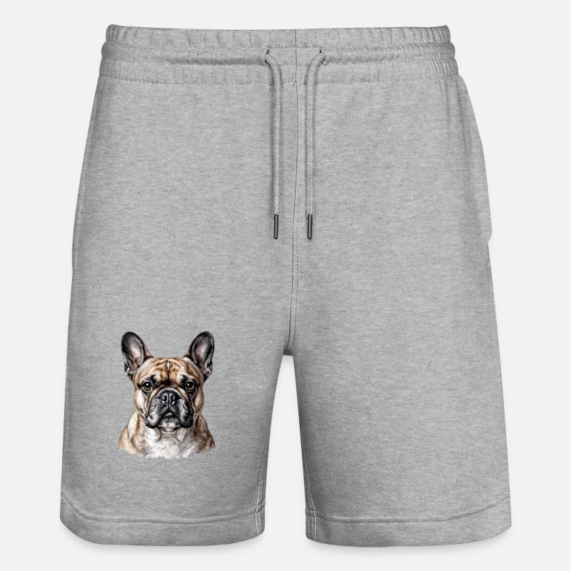 Portrait Bouledogue Français Chic - Short de jogging bio TRAINER Stanley/Stella unisexe - gris chiné