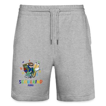Schulkind 2026: Bunte Inklusion - Stanley/Stella Unisex Bio Joggingshorts Trainer  - Grau meliert - Vorne - Nik (191cm) & Marisol (170cm)