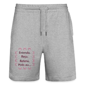 Entendu. Reçu. Retenu. Poils au… Noir Rose - Short de jogging bio TRAINER Stanley/Stella unisexe - gris chiné - Devant - Nik (191cm) & Marisol (170cm)