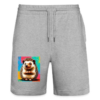 hedgehog - Stanley/Stella Trainer Unisex Organic Jogging Shorts - heather grey - Front - Nik (191cm) & Marisol (170cm)