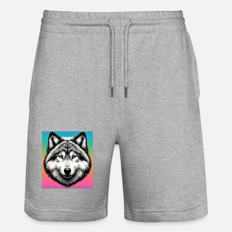Wolf - Stanley/Stella Trainer Unisex Organic Jogging Shorts - heather grey