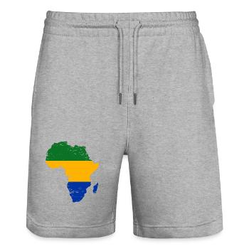 Gabon_Flagge_Afrika_used - Stanley/Stella Trainer Unisex Organic Jogging Shorts - heather grey - Front - Nik (191cm) & Marisol (170cm)