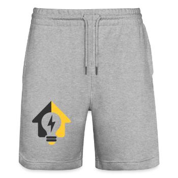 Elektro Haus Glühbirne Logo - Stanley/Stella Unisex Bio Joggingshorts Trainer  - Grau meliert - Vorne - Nik (191cm) & Marisol (170cm)