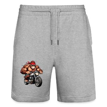 Muscular Gorilla Biker - Stanley/Stella Trainer Unisex Organic Jogging Shorts - heather grey - Front - Nik (191cm) & Marisol (170cm)