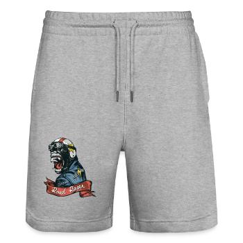Gorille du Garde routier - Short de jogging bio TRAINER Stanley/Stella unisexe - gris chiné - Devant - Nik (191cm) & Marisol (170cm)