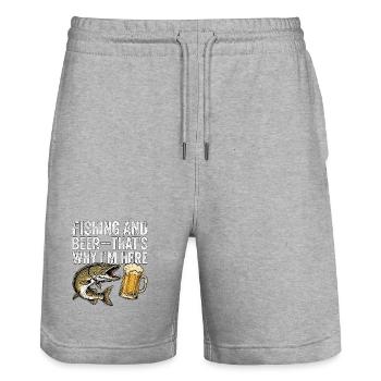 Fishing And Beer - Stanley/Stella Trainer Unisex Organic Jogging Shorts - heather grey - Front - Nik (191cm) & Marisol (170cm)