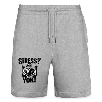 Stress? Yok! | Türkisches Stencil Streetwear Desig - Stanley/Stella Unisex Bio Joggingshorts Trainer  - Grau meliert - Vorne - Nik (191cm) & Marisol (170cm)