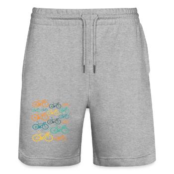 Bicycle Vintage Cyclist - Stanley/Stella Trainer Unisex Organic Jogging Shorts - heather grey - Front - Nik (191cm) & Marisol (170cm)