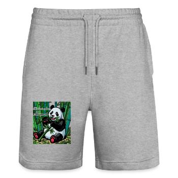 Die Katastrophen Murmel: Panda im Bambuswald - Stanley/Stella Unisex Bio Joggingshorts Trainer  - Grau meliert - Vorne - Nik (191cm) & Marisol (170cm)
