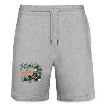 Les plantes sont mon squelette de thérapie Conception de plantes - Short de jogging bio TRAINER Stanley/Stella unisexe - gris chiné - Devant - Nik (191cm) & Marisol (170cm)