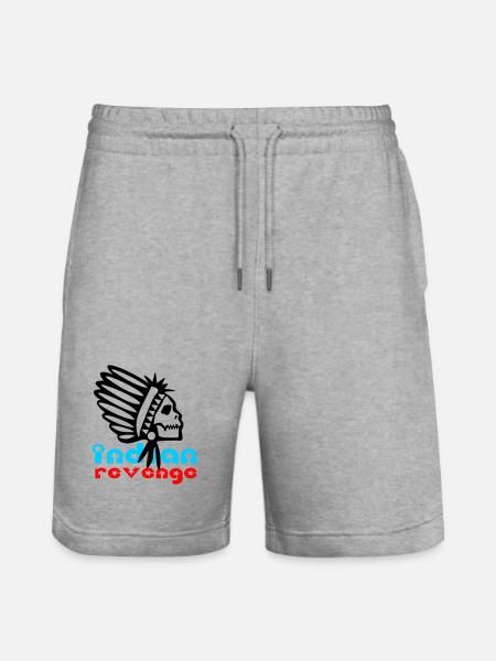 Indian Skull Revenge - Stanley/Stella Unisex Bio Joggingshorts Trainer - Grau meliert