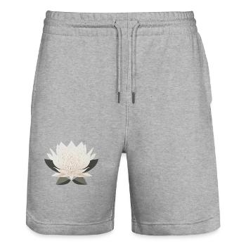 Lotus - Stanley/Stella Trainer Unisex Organic Jogging Shorts - heather grey - Front - Nik (191cm) & Marisol (170cm)