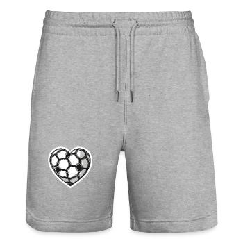 Fussball Soccer Liebe Herz für Fans Spieler Schiri - Stanley/Stella Unisex Bio Joggingshorts Trainer  - Grau meliert - Vorne - Nik (191cm) & Marisol (170cm)