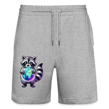 süßer Waschbär - Stanley/Stella Unisex Bio Joggingshorts Trainer  - Grau meliert - Vorne - Nik (191cm) & Marisol (170cm)