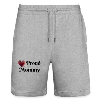 Proud Mommy - Stanley/Stella Trainer Unisex Organic Jogging Shorts - heather grey - Front - Nik (191cm) & Marisol (170cm)