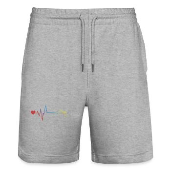 Zigarre Puls Herzschlag - Stanley/Stella Unisex Bio Joggingshorts Trainer  - Grau meliert - Vorne - Nik (191cm) & Marisol (170cm)