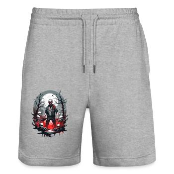 Zombie Skelett - Stanley/Stella Unisex Bio Joggingshorts Trainer  - Grau meliert - Vorne - Nik (191cm) & Marisol (170cm)
