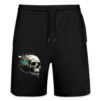Farbenfroher Totenkopf - Stanley/Stella Unisex Bio Joggingshorts Trainer  - Schwarz - Vorne - Nik (191cm) & Marisol (170cm)