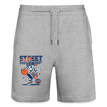 Streetball Basket-ball Joueurs de basket-ball - Short de jogging bio TRAINER Stanley/Stella unisexe - gris chiné - Devant - Nik (191cm) & Marisol (170cm)
