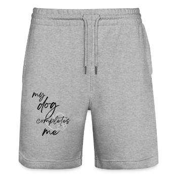 my dog completes me Shirt - Stanley/Stella Trainer Unisex Organic Jogging Shorts - heather grey - Front - Nik (191cm) & Marisol (170cm)