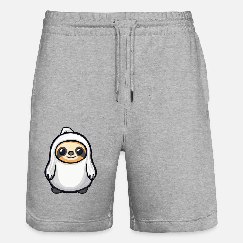 Faultier Halloween Comic Geist - Stanley/Stella Unisex Bio Joggingshorts Trainer  - Grau meliert