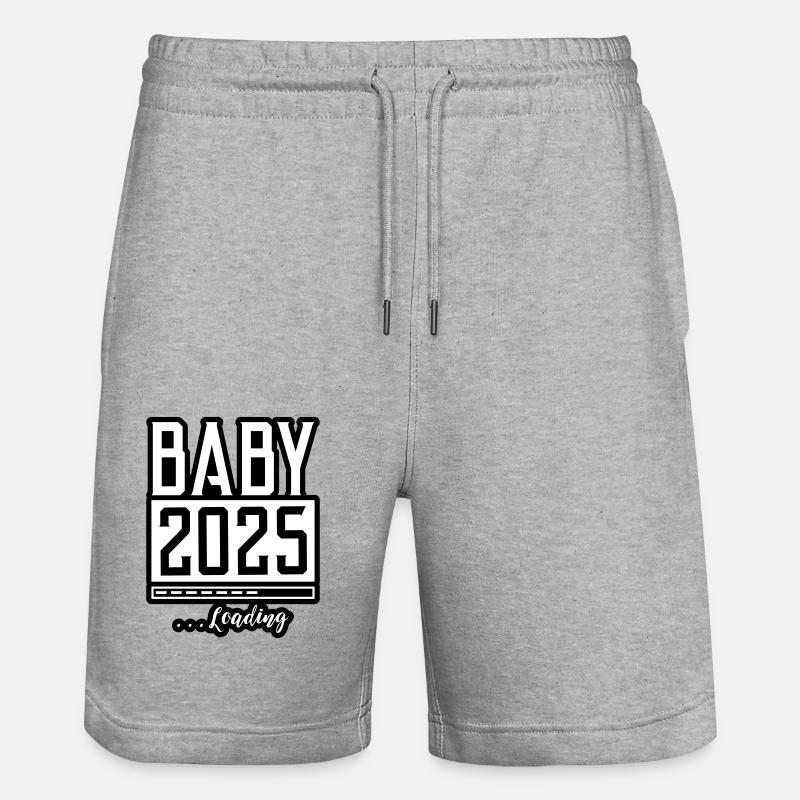 Baby 2025 Loading Babyshower - Stanley/Stella Unisex Bio Joggingshorts Trainer  - Grau meliert