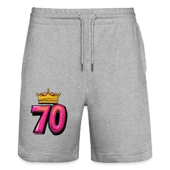 70 Number Crown - Stanley/Stella Trainer Unisex Organic Jogging Shorts - heather grey - Front - Nik (191cm) & Marisol (170cm)