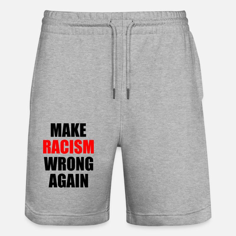 make racism wrong again - Stanley/Stella Trainer Unisex Organic Jogging Shorts - heather grey