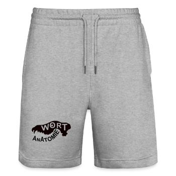 Wort Anatomie Logo - Stanley/Stella Unisex Bio Joggingshorts Trainer  - Grau meliert - Vorne - Nik (191cm) & Marisol (170cm)
